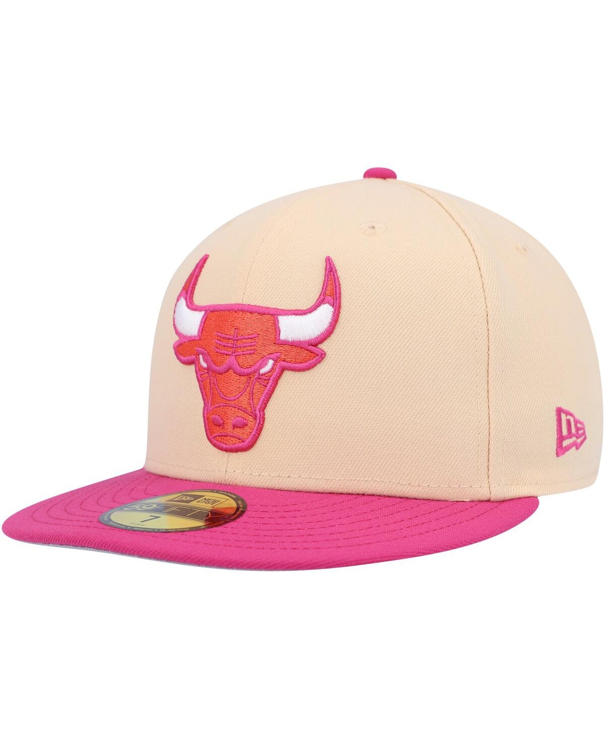Men's New Era Pink Chicago Bulls Passion Mango 59FIFTY Fitted Hat - Pink