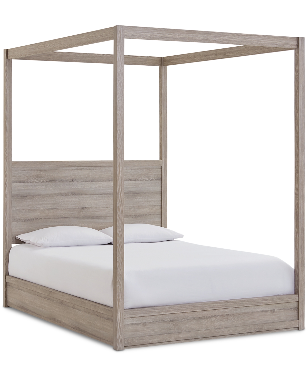 Furniture Makson Laminate Queen Bed In Light Grey