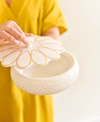 by Laura Johnson Deco Gold Scallop Covered Bowl