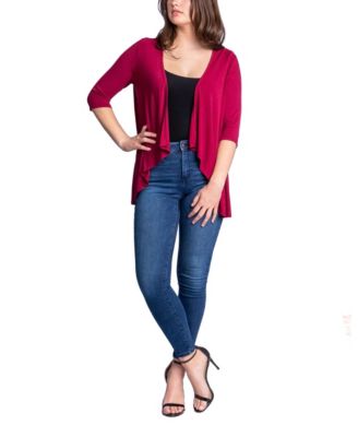 Women's Open Front Elbow Length Sleeve Cardigan Sweater