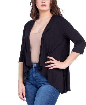Women's Open Front Elbow Length Sleeve Cardigan Sweater