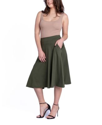 Women's Elastic Waistband Pocket Midi Skirt