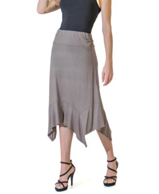 Solid Color Knee Length Elastic Waist Handkerchief Skirt