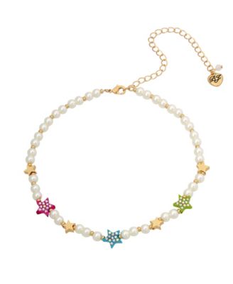 Betsey Johnson Faux Stone Starry Imitation Pearl Collar Necklace - Macy's