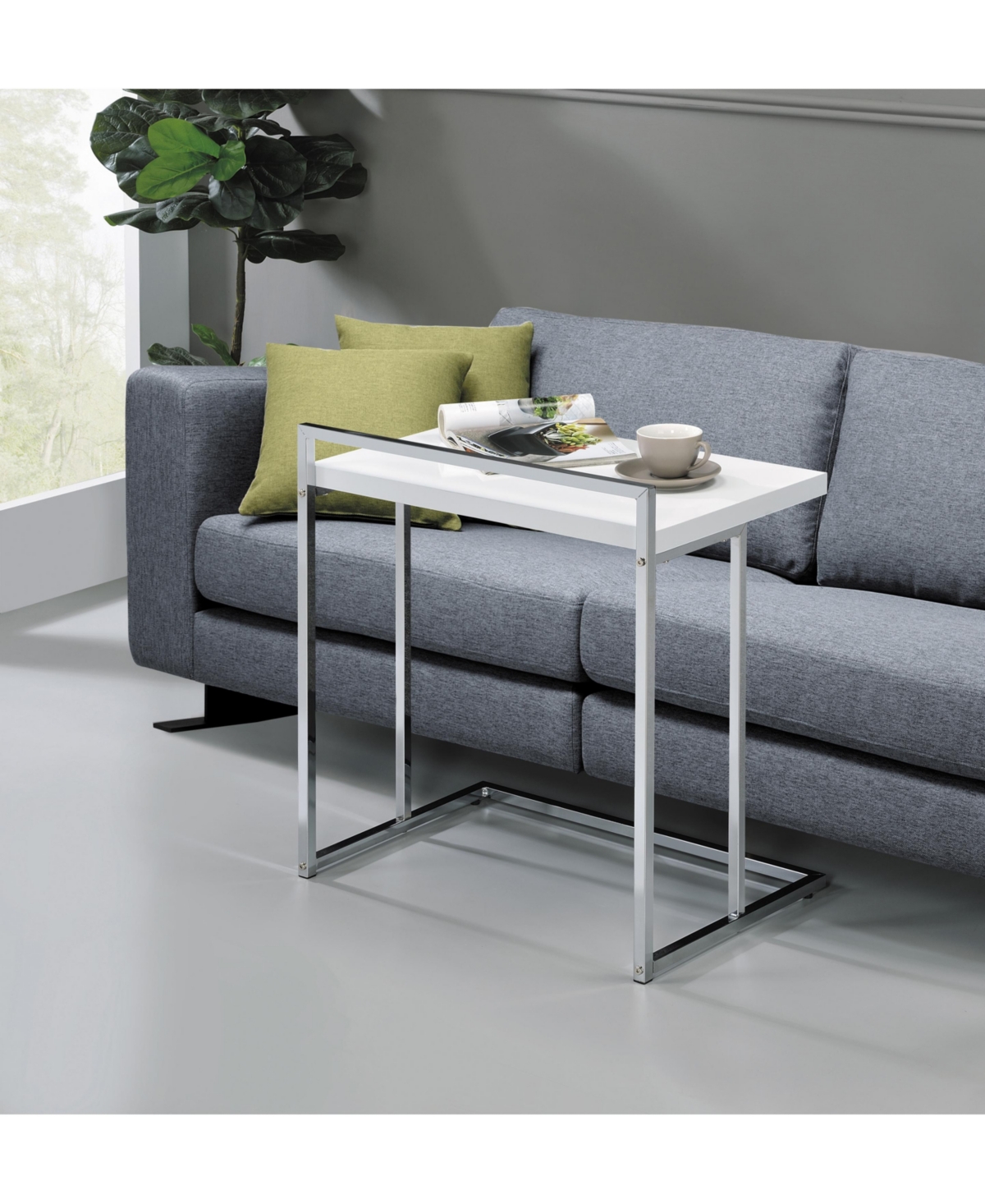 Coaster Home Furnishings Rectangular Snack Table with Metal Base - Chrome