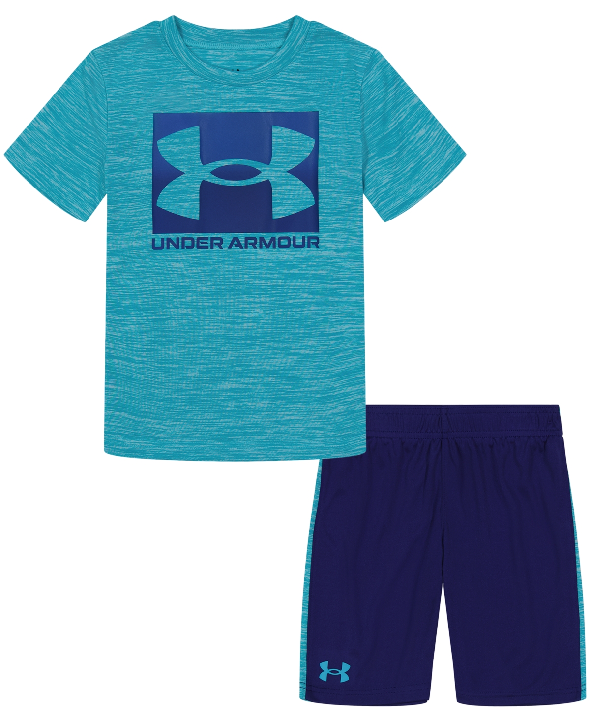 Under Armour Kids' Little Boys Dropback Big Logo T-shirt And Shorts Set In Blue Surf
