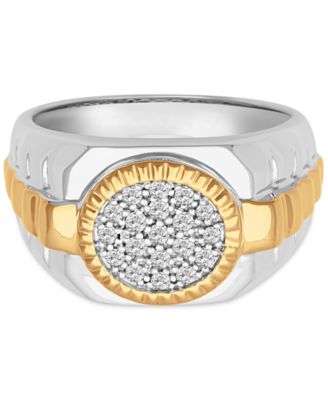 Men's Diamond Circle Cluster Ring (1/3 ct. t.w.) in Sterling Silver & 18k Gold-Plate