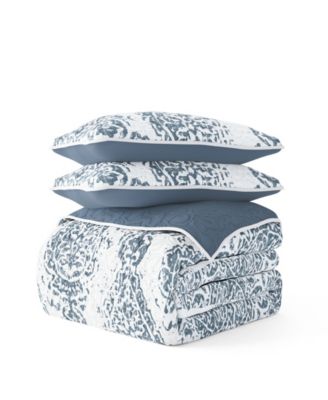 Distressed Diamond Reversible 3-Pc. Lightweight Quilt Set, King/California King