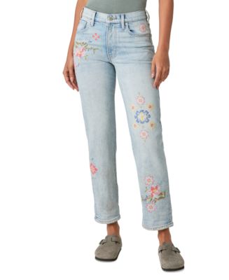 Lucky Brand Women's Embroidered Mid-Rise Boy Jeans - Macy's