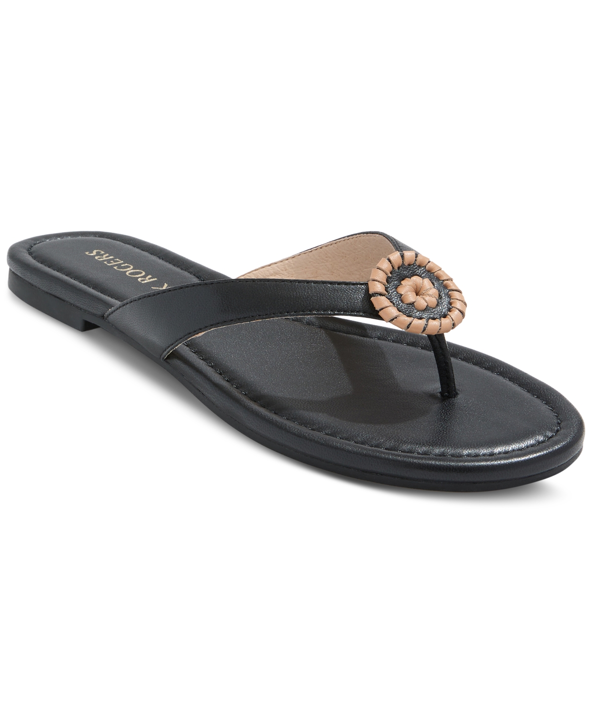Women's Roxy Whipstitch Flip Flop Sandals - Black, Toast