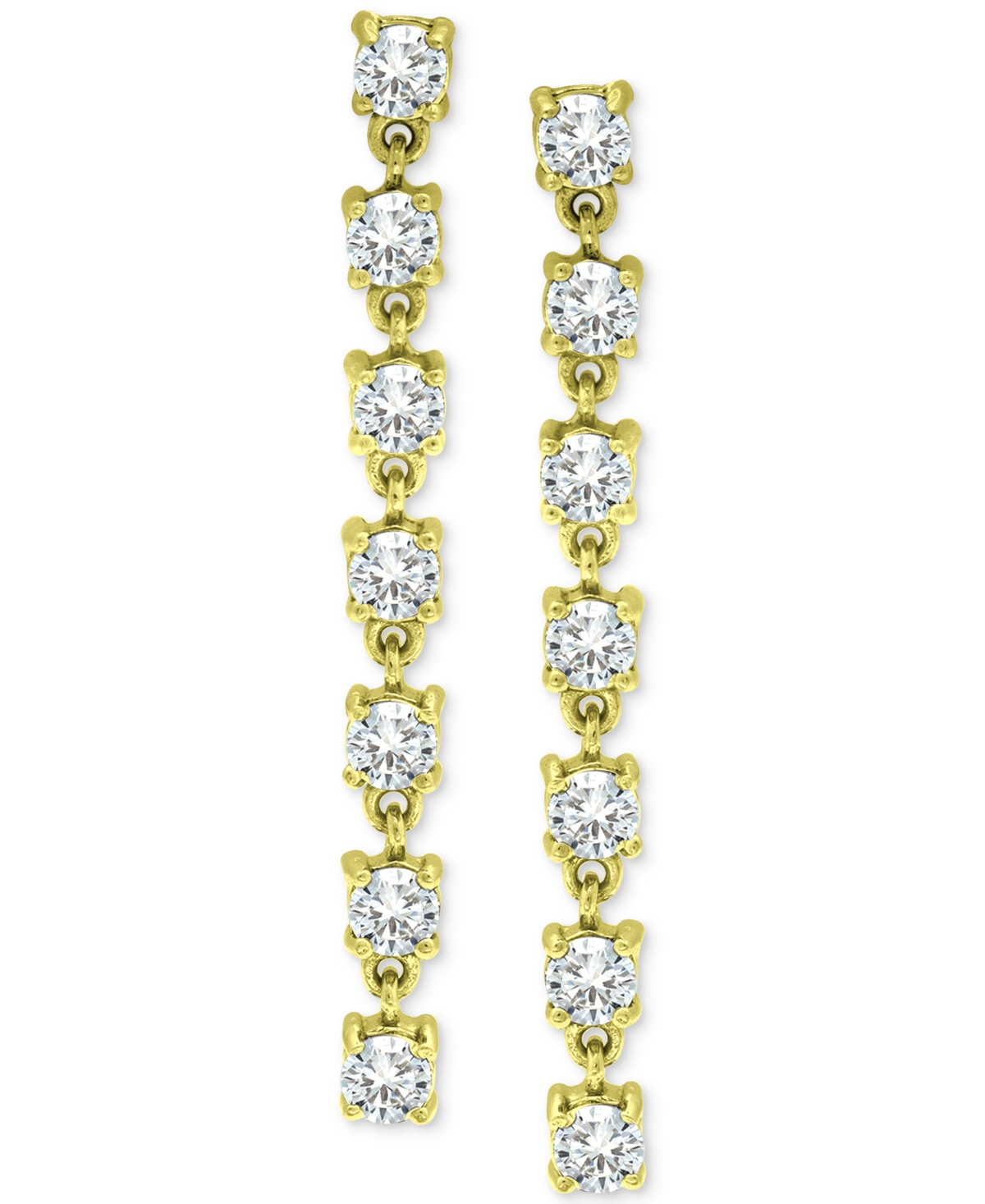 Giani Bernini Cubic Zirconia Seven Stone Linear Drop Earrings, Created For Macy's In Gold