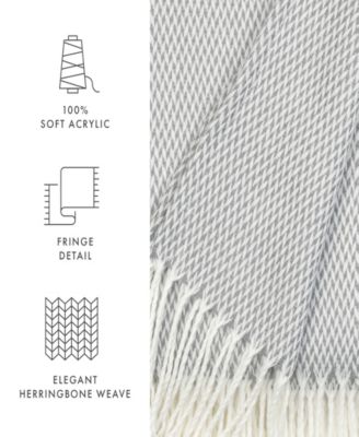 Herringbone Lightweight Fringed Throw, 60" x 50"