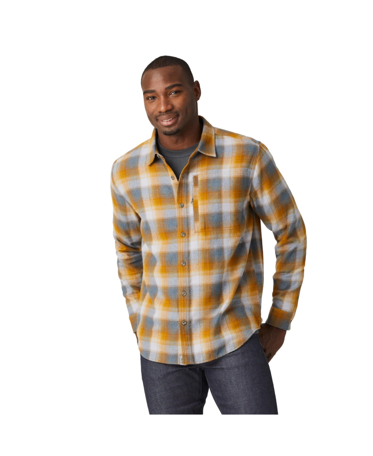 Men's Easywear Flannel Shirt Jacket - Canyon brown plaid
