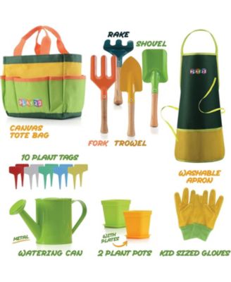 thumbnail image 2 of Kid Odyssey Toddler's Gardening Set, Play Yard Tools With Wheelbarrow, Can, Gloves, Rake, Shovel 2 of 9