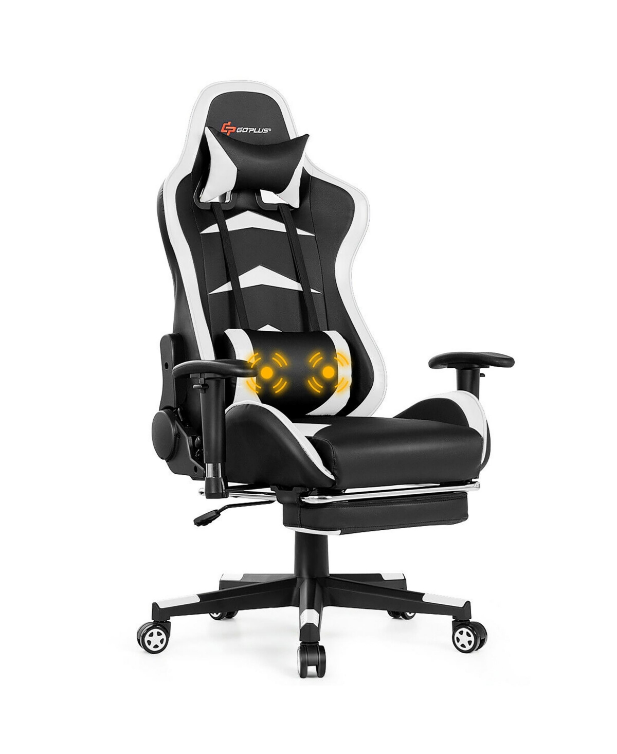 Costway Massage Gaming Chair Reclining Swivel Racing Office Chair In