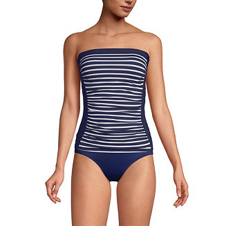 Lands' End Women's Chlorine Resistant Bandeau Tankini Swimsuit Top with ...