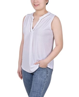 Petite Swiss Dot Sleeveless Top