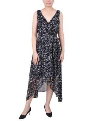 Petite Sleeveless Wrap Chiffon Dress