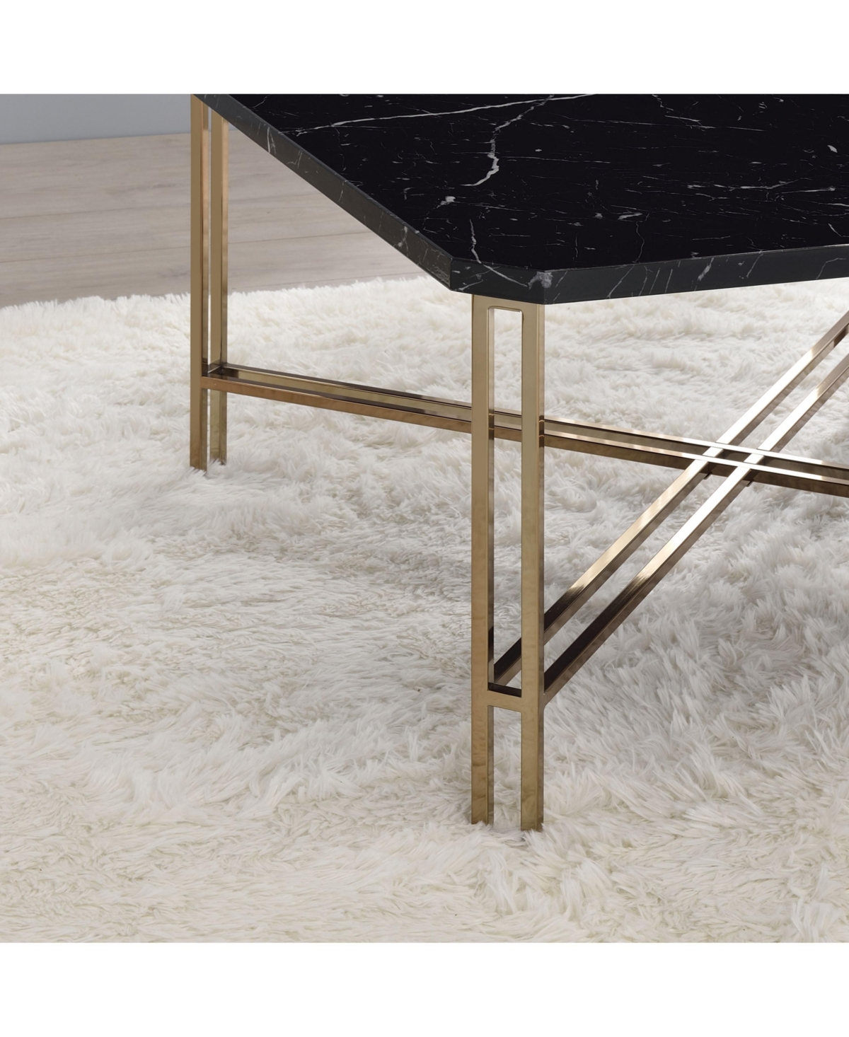 Steve Silver Daxton Faux Marble Square Cocktail Table - Gold