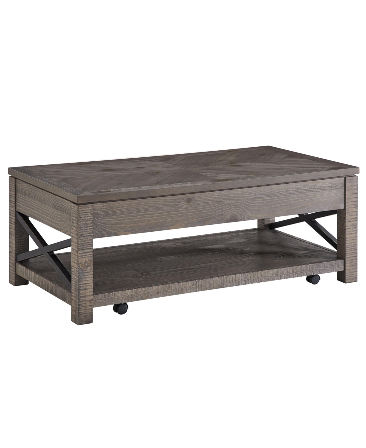 Steve Silver Dexter 48" Wide Wooden Lift Top Cocktail Table In Driftwood With Ruff-hewn Distressing