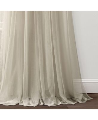 Lush Decor Tulle Skirt Solid Light Filtering Window Curtain Panels Pair 40"W x 84"L Light Gray - Cute Curtains for Bedroom - Nursery Decor