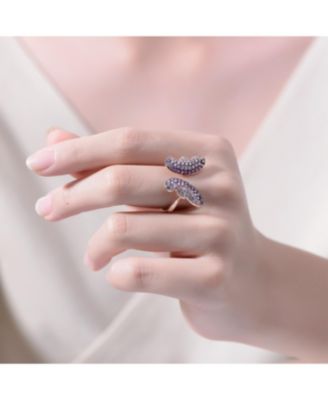 RA 18K Rose Gold and Black Plated Multi Colored Cubic Zirconia butterfly Ring