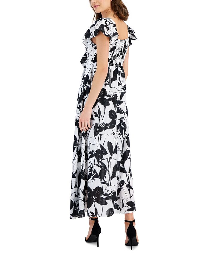 Kua Flutter Sleeve Long Maxi Empire Dress