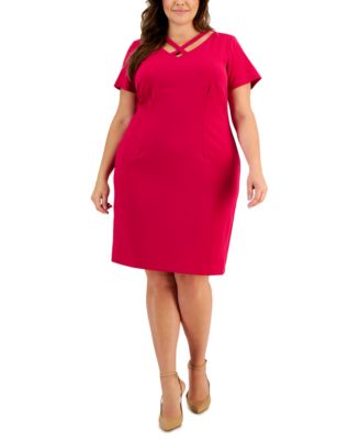 Connected Plus Size Cross-Front Sheath Dress - Macy's