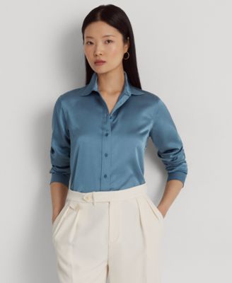 Lauren Ralph Lauren - Women's Long Sleeve Satin Charmeuse Shirt
