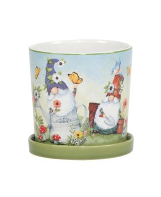 Garden Gnomes 2- Pc Planter Set with Saucer