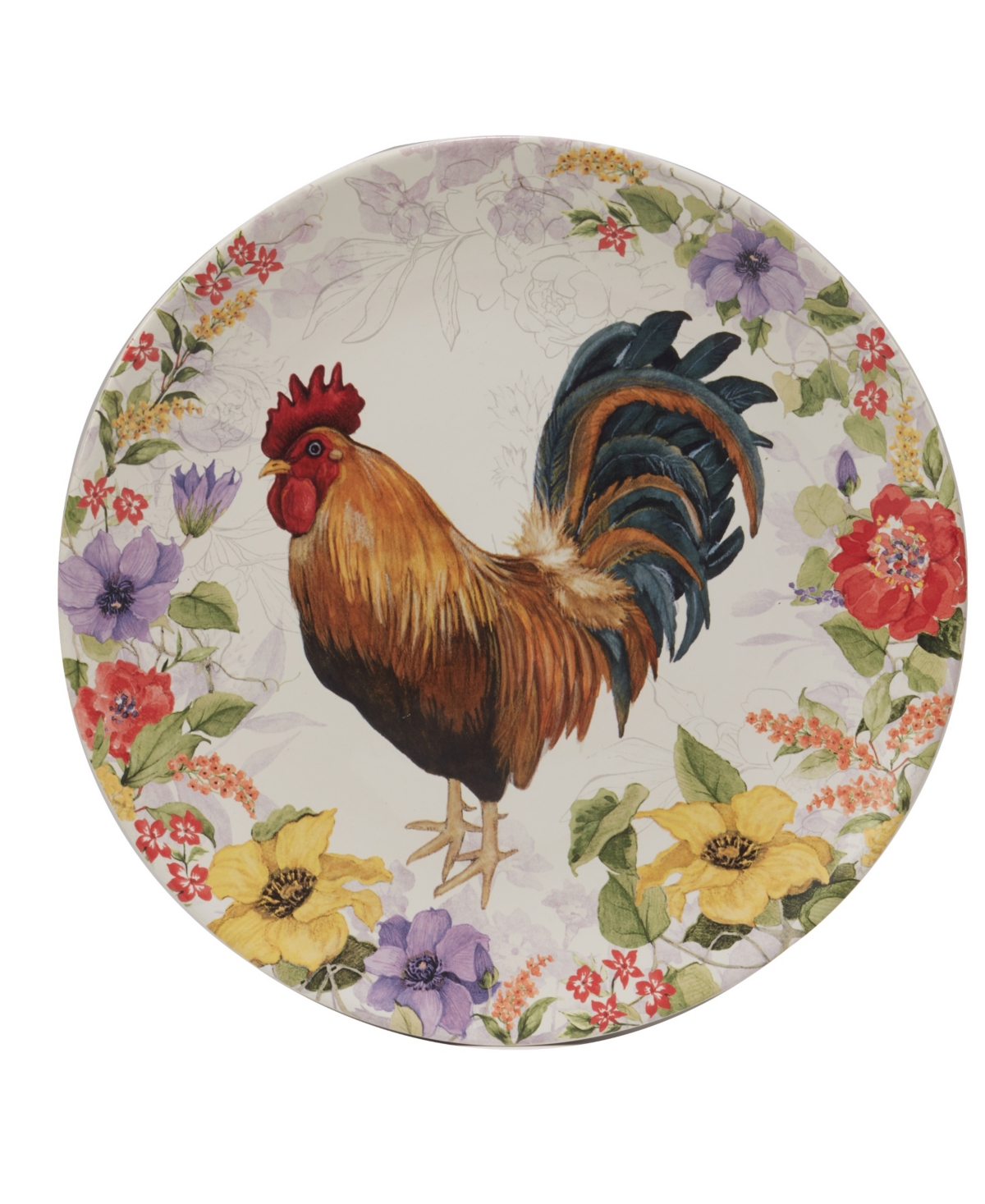 Certified International Floral Rooster Set of 4 Dinner Plate