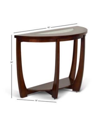 Steve Silver Rafael 45" Demilune Merlot Wood Sofa Table with Cracked Glass Insert