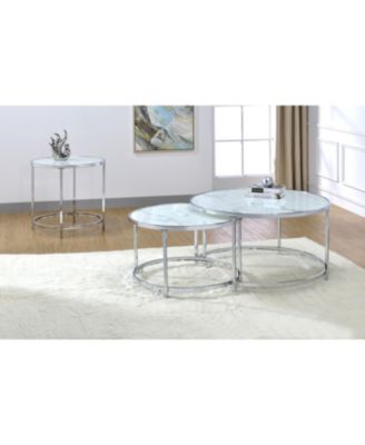 Steve Silver Rayne 36" Round Faux Marble Nesting Cocktail Tables