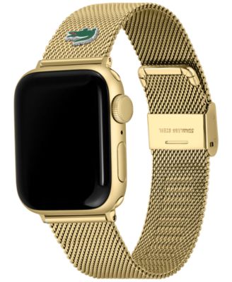 Unisex Gold Ion Plated Stainless Steel Mesh Apple Strap