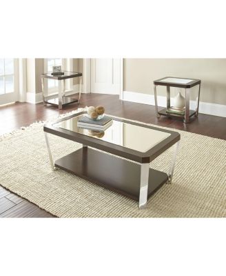 Steve Silver Truman 48" Mirrored Top and Wood Cocktail Table