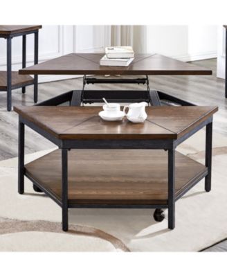 Steve Silver Ultimo 36" Hexagonal Wood and Iron Lift-Top Cocktail