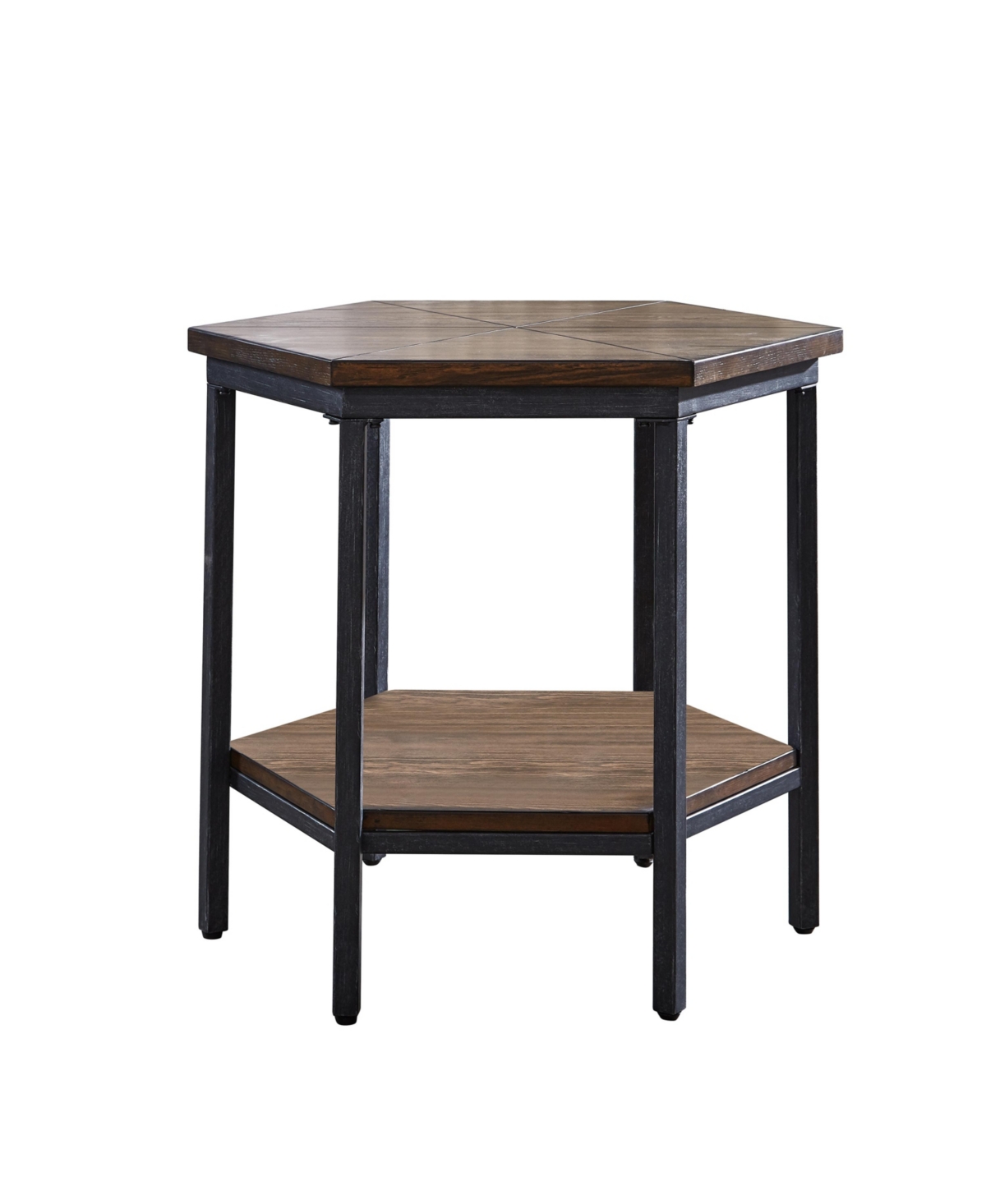 Steve Silver Ultimo Hexagonal Wood and Iron End Table