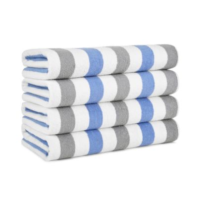Cabo Cabana Beach Towel (4-Pack, 30x70 in.), Soft Ringspun Cotton, Alternating Stripe Colors, Oversized Cabana Pool Towel