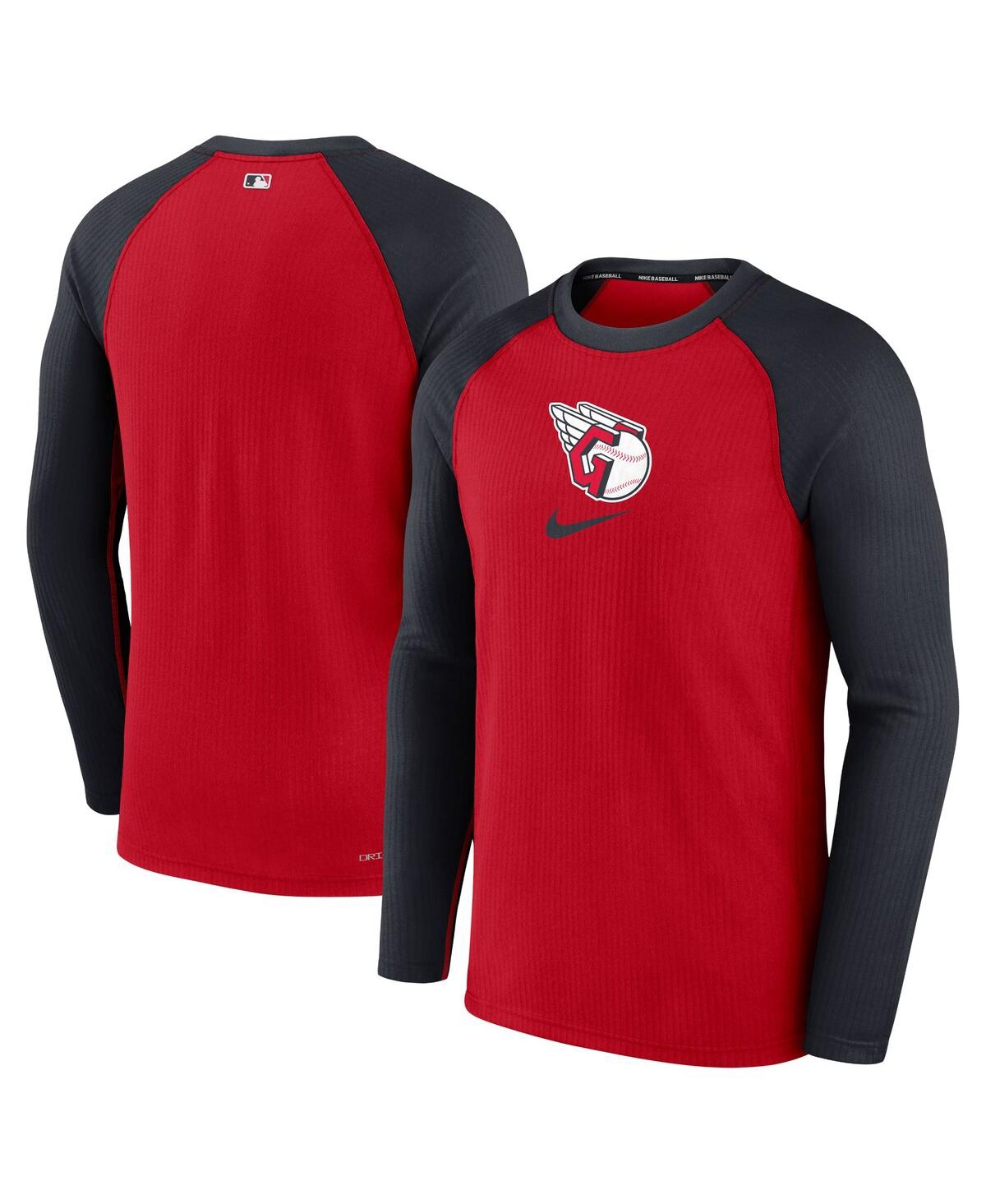 Nike Men's  Red Cleveland Guardians Authentic Collection Game Raglan Performance Long Sleeve T-shirt