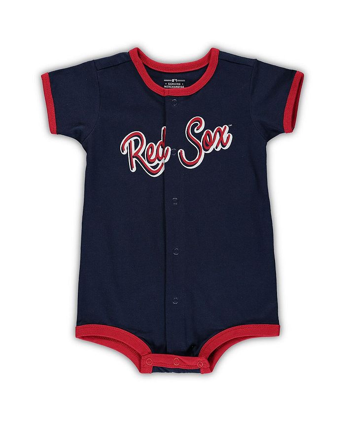 Outerstuff Newborn Boys and Girls White, Navy Boston Red Sox Power Hitter  Short Sleeve Bodysuit