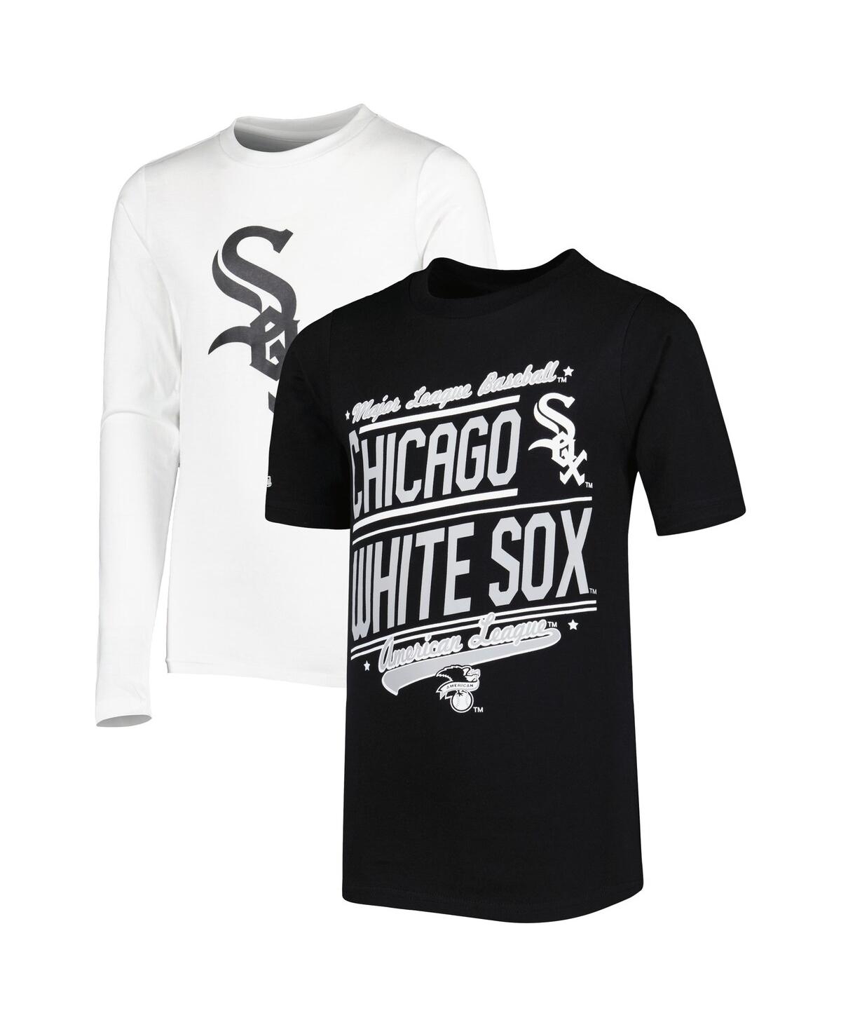 Stitches Kids' Big Boys And Girls  Black, White Chicago White Sox Combo T-shirt Set In Black,white