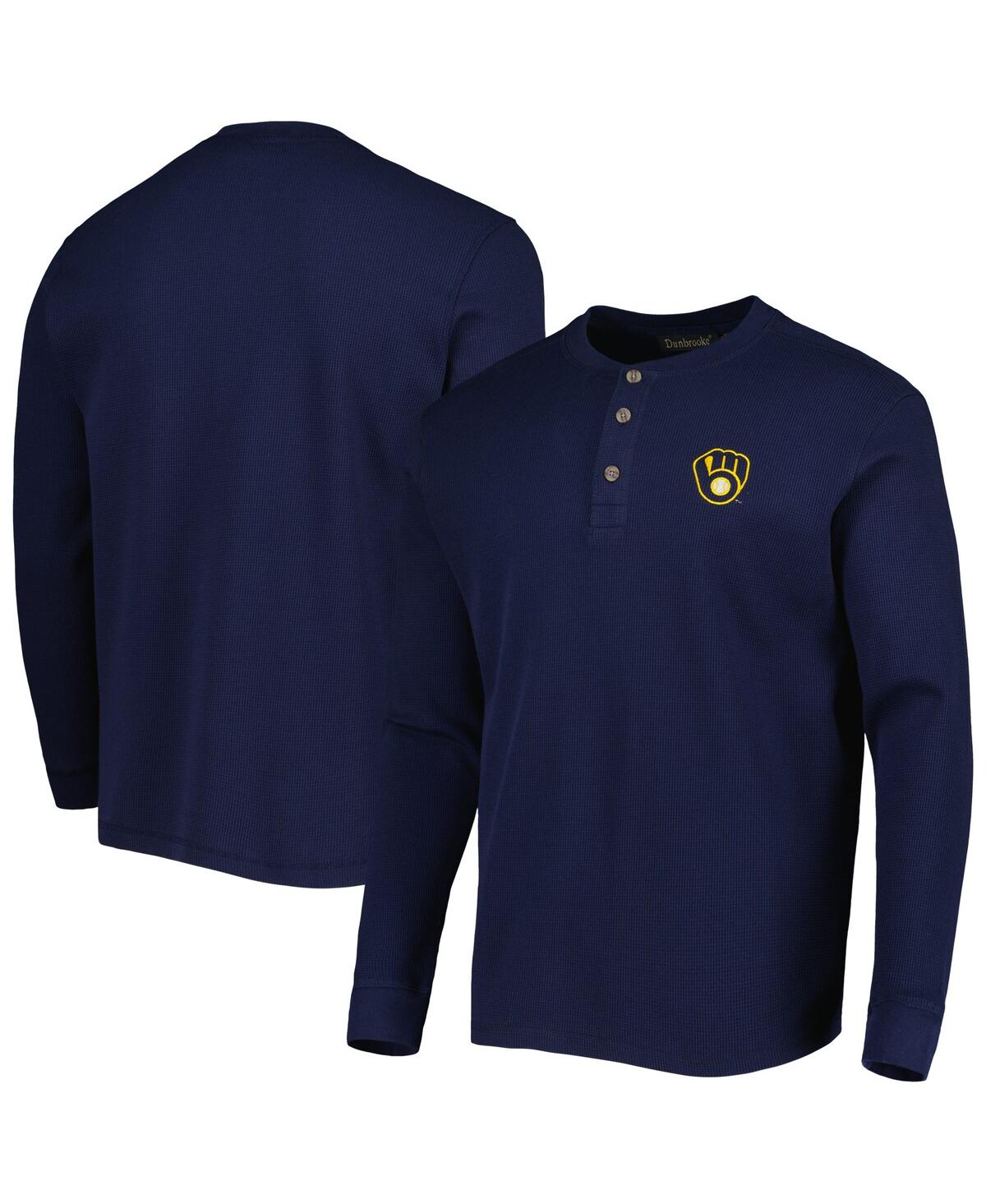 Shop Dunbrooke Men's  Milwaukee Brewers Navy Maverick Long Sleeve T-shirt