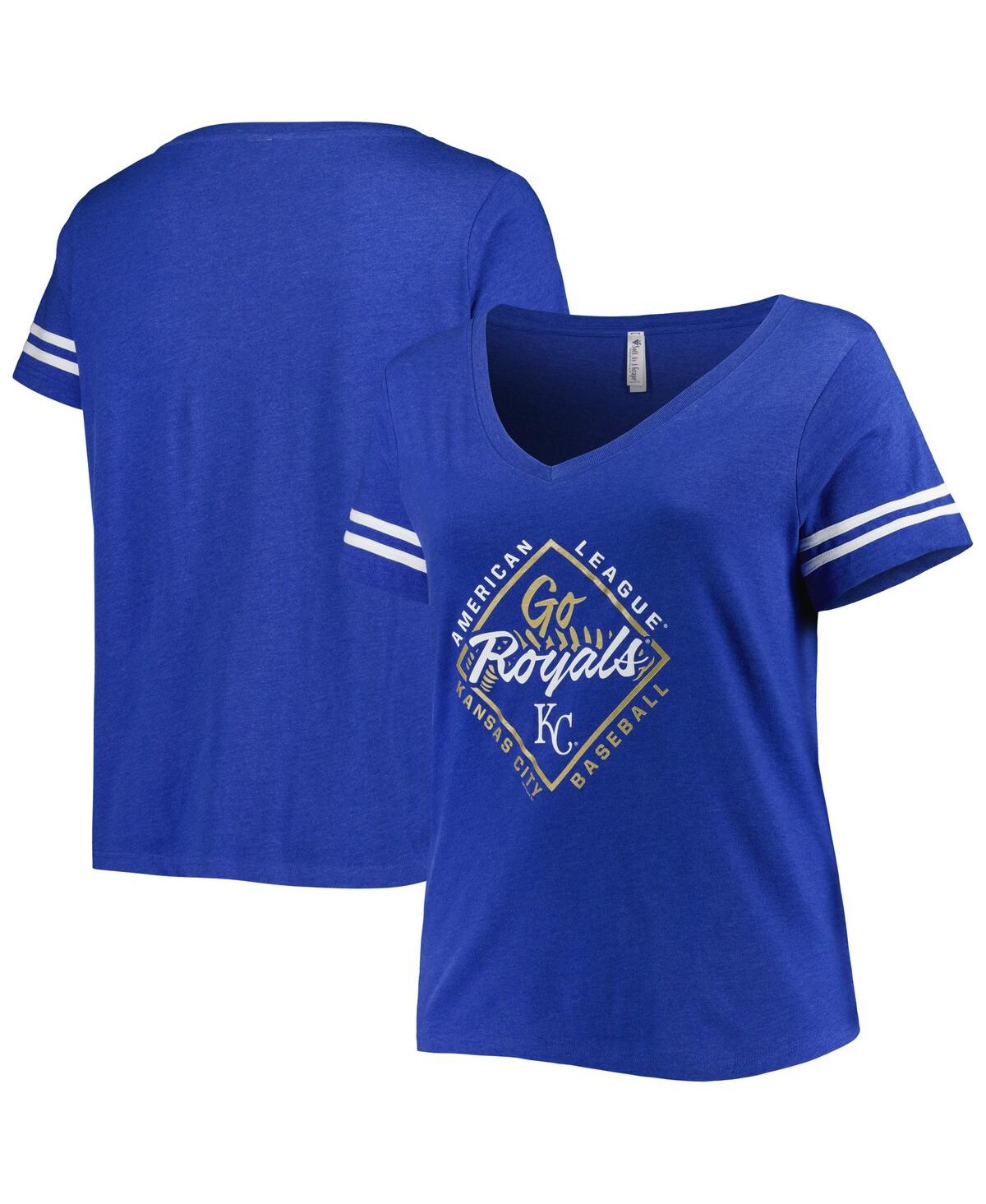 Shop Soft As A Grape Women's  Royal Kansas City Royals Plus Size V-neck Jersey T-shirt