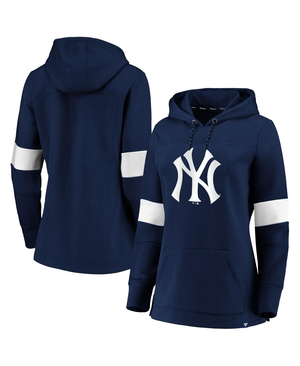 Profile Women's Navy New York Yankees Plus Size Colorblock Pullover Hoodie