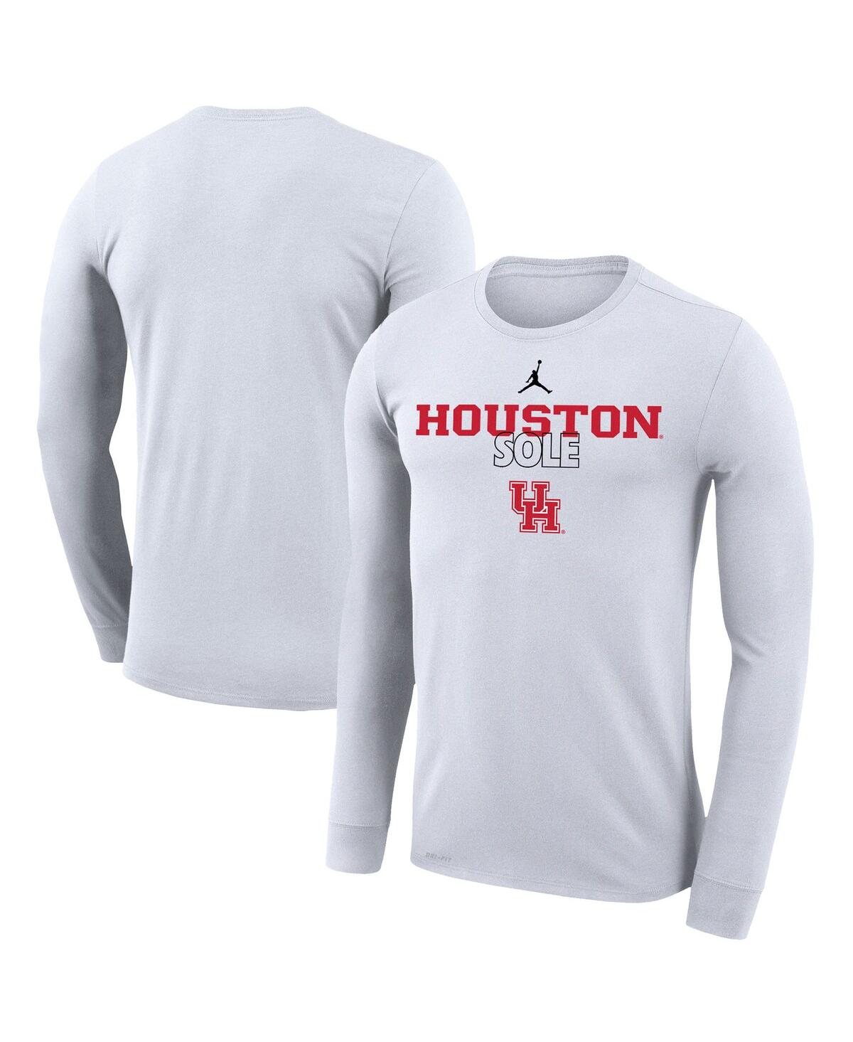 Jordan Men's  White Houston Cougars On Court Bench Long Sleeve T-shirt