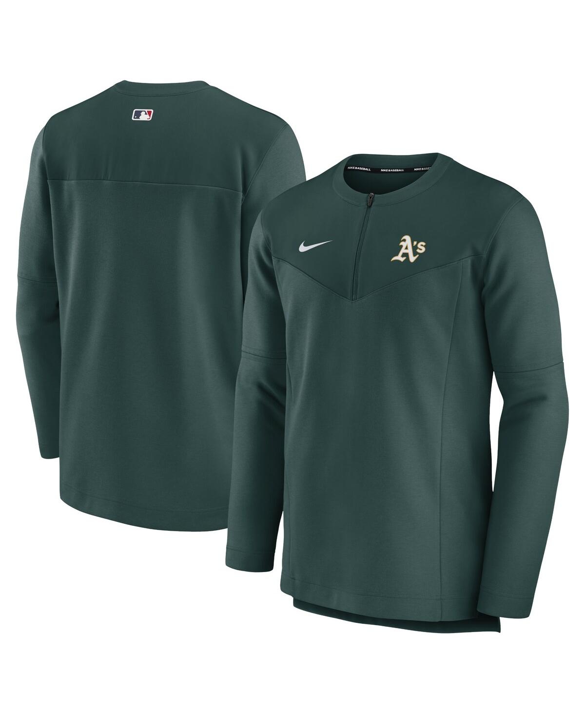 Men's NikeOakland Athletics Authentic Collection Game Time Performance Half-Zip Top - Green