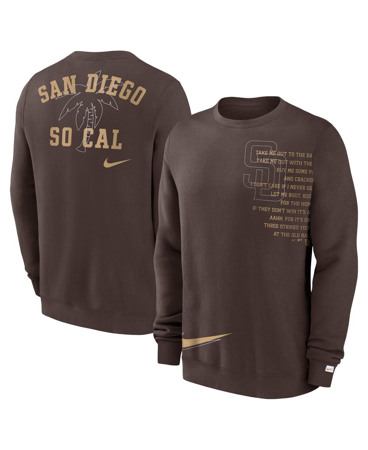Shop Nike Men's  Brown San Diego Padres Statement Ball Game Fleece Pullover Sweatshirt