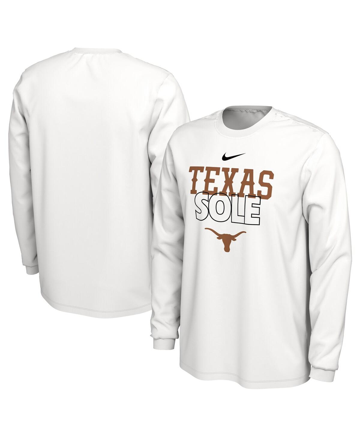 Shop Nike Men's  White Texas Longhorns On Court Long Sleeve T-shirt