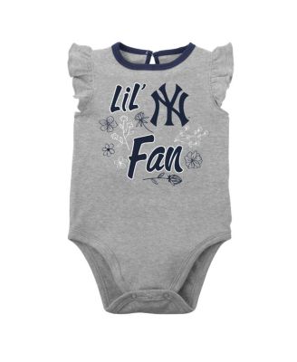 Infant Boys and Girls Navy, Heather Gray New York Yankees Little Fan Two-Pack Bodysuit Set