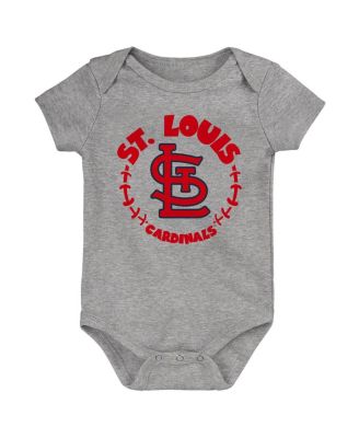 Newborn and Infant Boys and Girls Navy, White, Heather Gray St. Louis Cardinals Biggest Little Fan 3-Pack Bodysuit Set